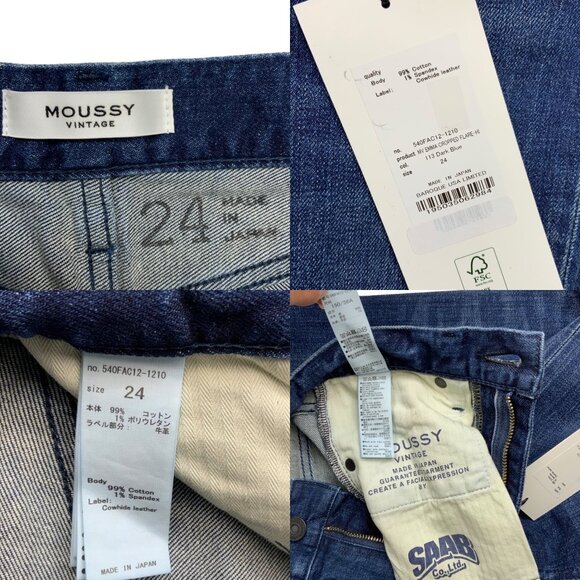 Moussy Vintage Emma Cropped Flare Hi Jean 24 Dark Blue High Waist Zip Fly - Picture 5 of 12